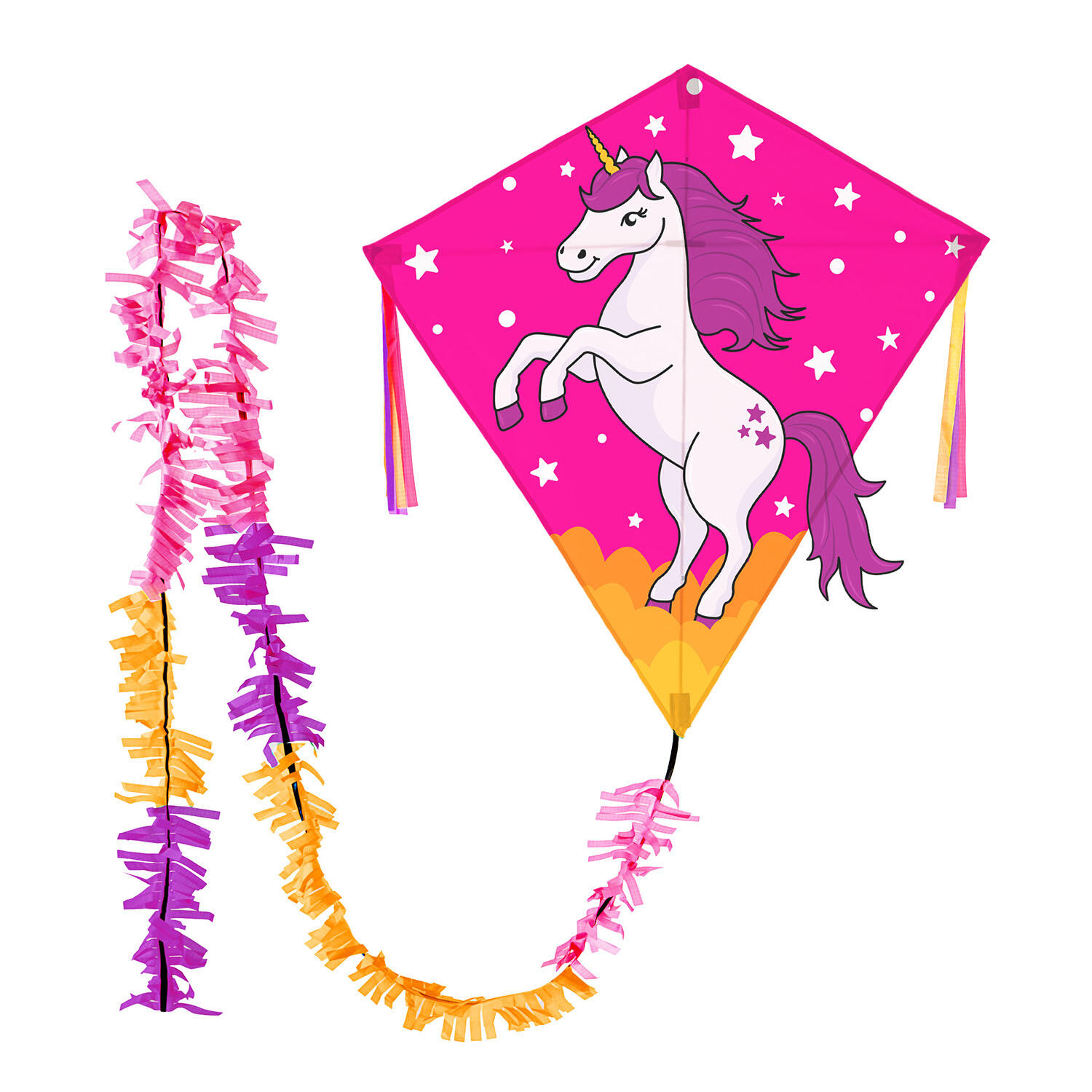 WOLKENSTÜRMER Kinderdrachen Eddy Einhorn (pink-lila), Einleiner - flugfertig inkl. Schnur