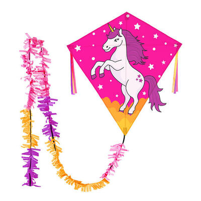 Kindervlieger wolkensturmer eddy unicorn 1149 roze 75 x 75 cm