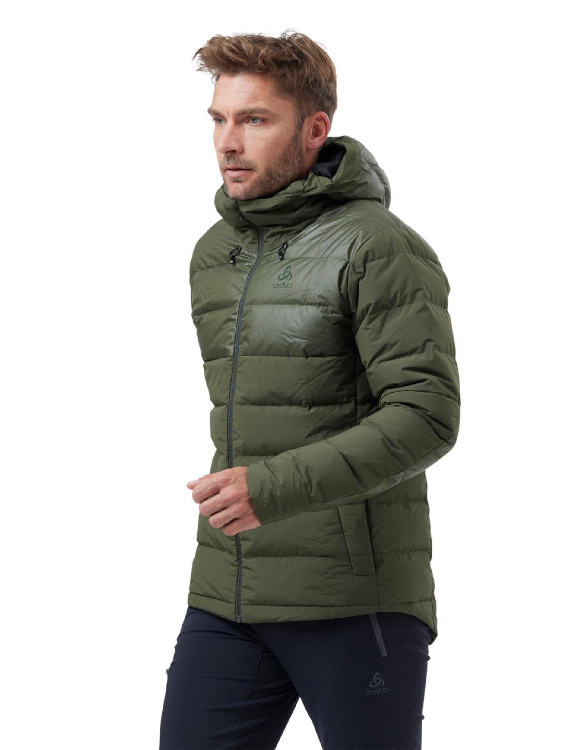 Piumino Odlo Severin N-Thermic Uomo marrone piuma riciclata 750 cuin 3/4