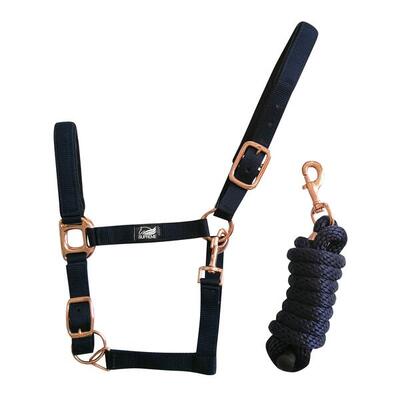 Cavezza in nylon con doppio rinforzo in neoprene e lunghina