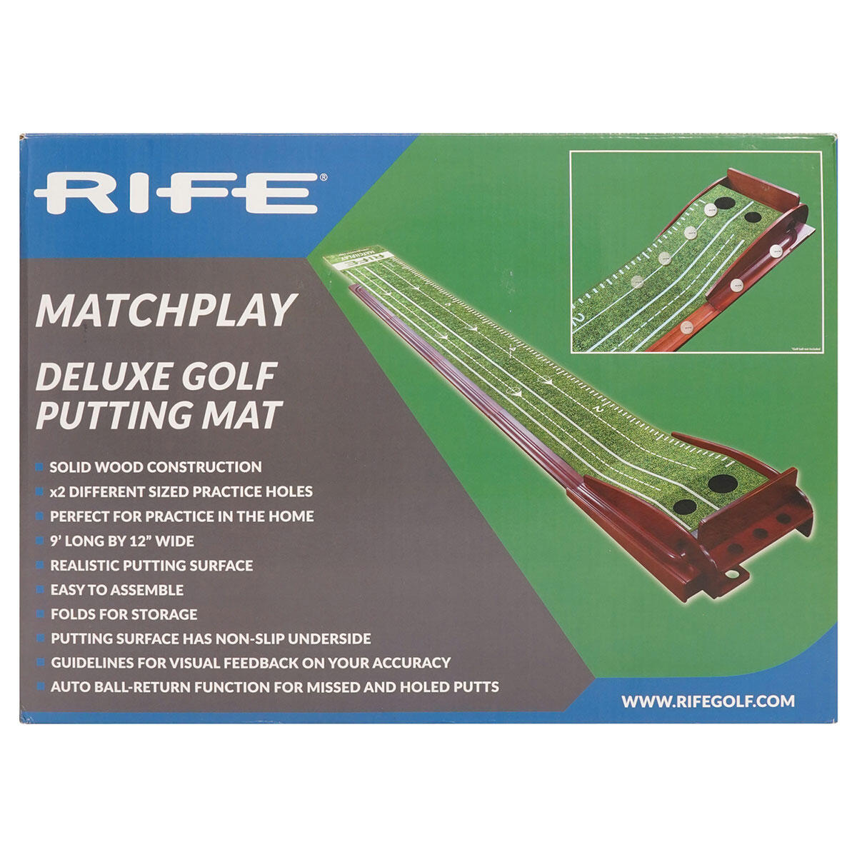 Rife Matchplay Deluxe Wooden Golf Putting Mat 3/3