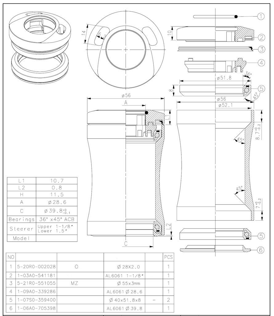 TECORA BALL Head Set1 1 8 pouces semi intégré au transit de câble 2/2