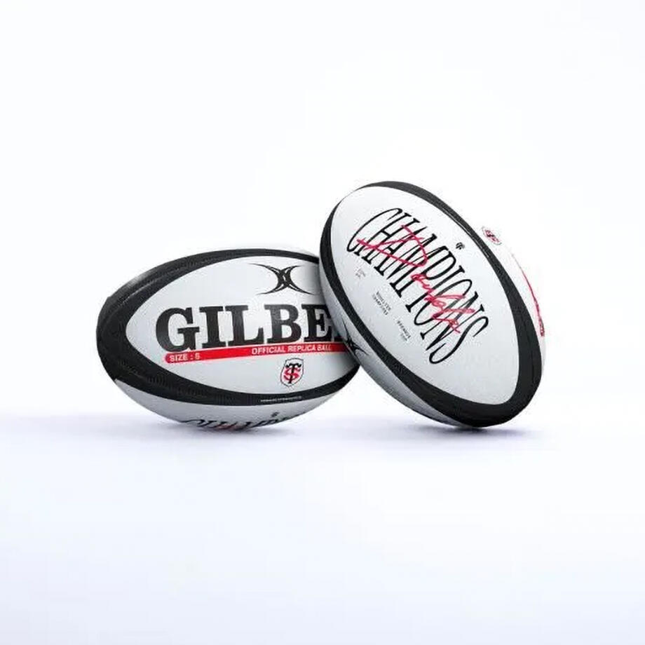Gilbert - Ballon Collection Gilbert Stade Toulousain Double Champions 2024 Taille 5 - Ballon De Rugby - Blanc|noir - 5 - Decathlon