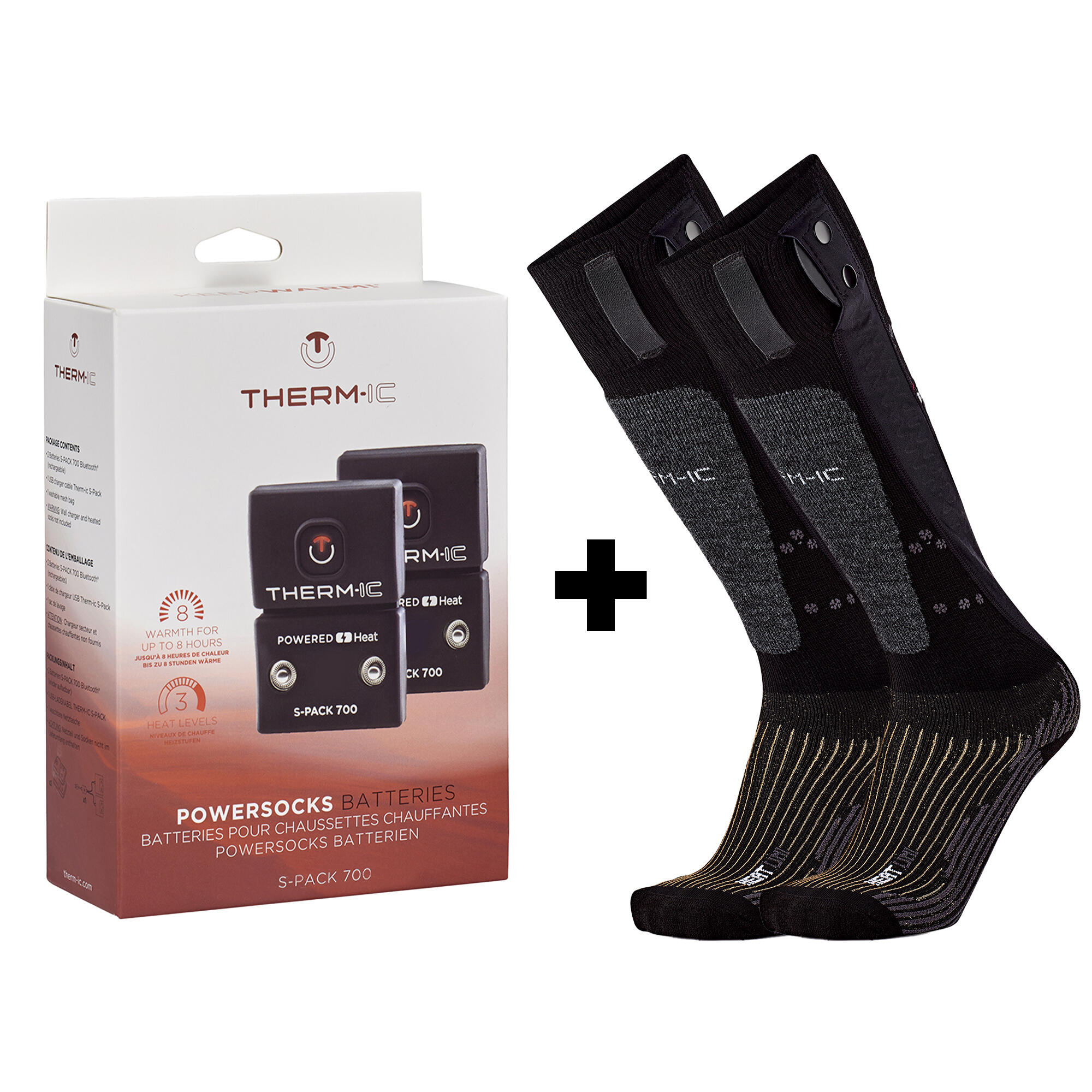 Pack 1 par de meias aquecidas com pilhas - Heat Uni + S-Pack 1200 4/4