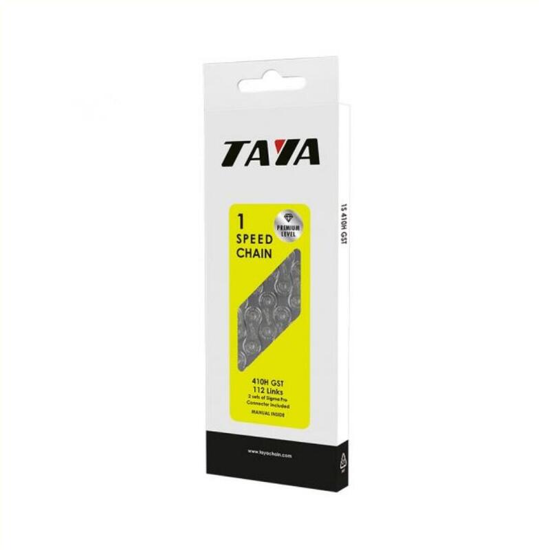 Chaîne de Vélo Taya 410H 1/2x1/8 Anti-Rouille 112 Maillons      2599€    TAYA Chaîne de Vélo Taya 410H 1/2x1/8 Anti-Rouille 112 MaillonsVendu exclusivement en ligne   