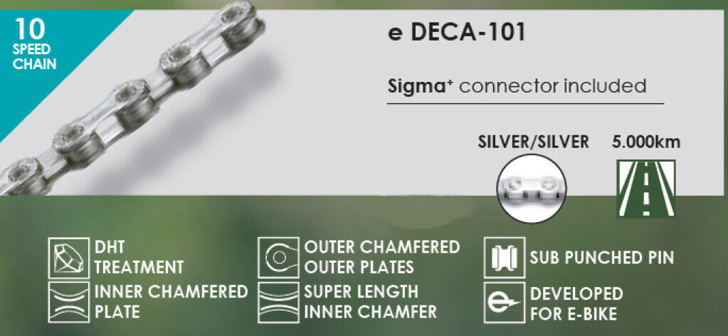 Collier Taya DECA-101 - Chaîne Argent de 10 Vitesses avec 136 Liens 3/4