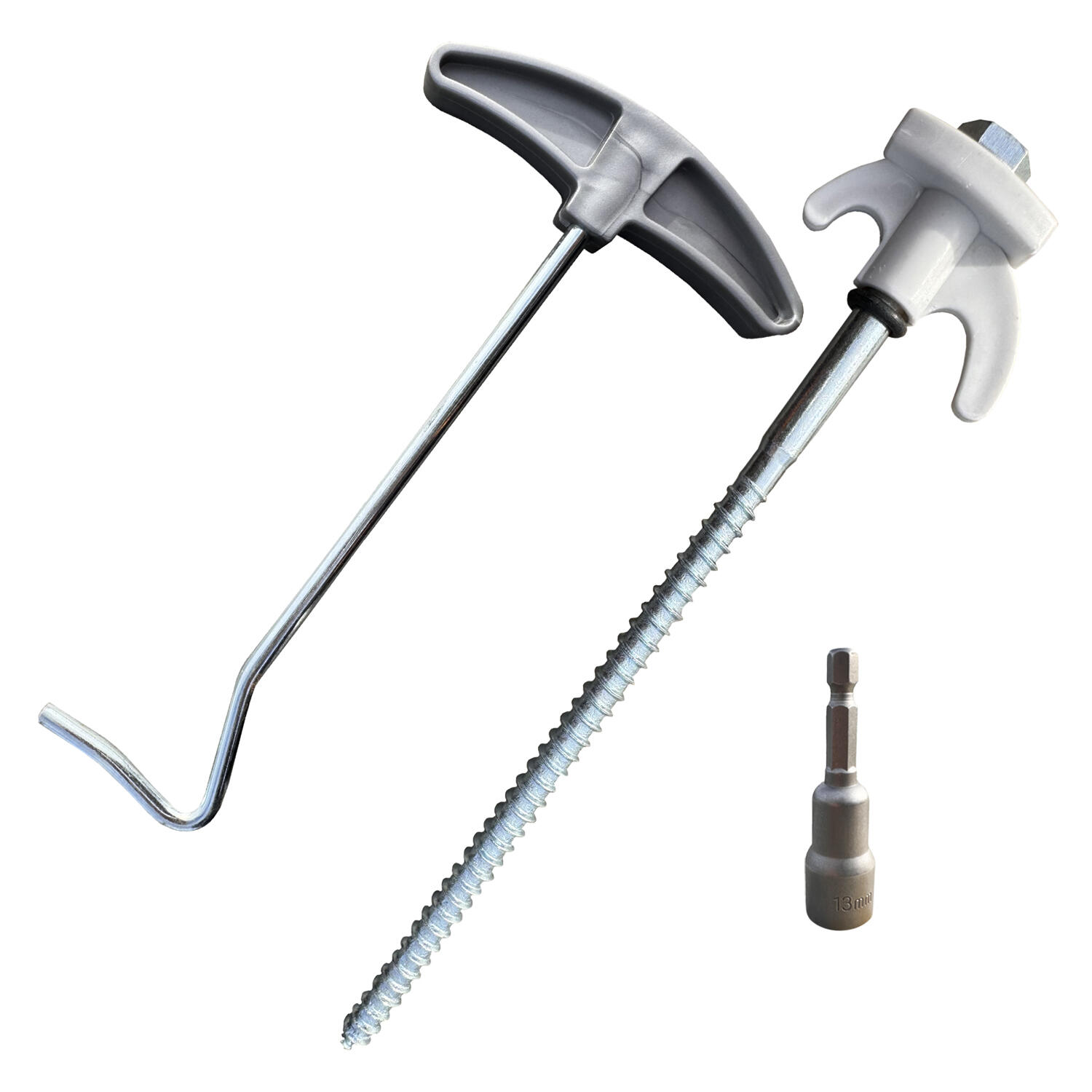 OLPRO OLPRO Screw in Hard Ground Rock Pegs Peg With 20pcs Adaptor and Peg Puller