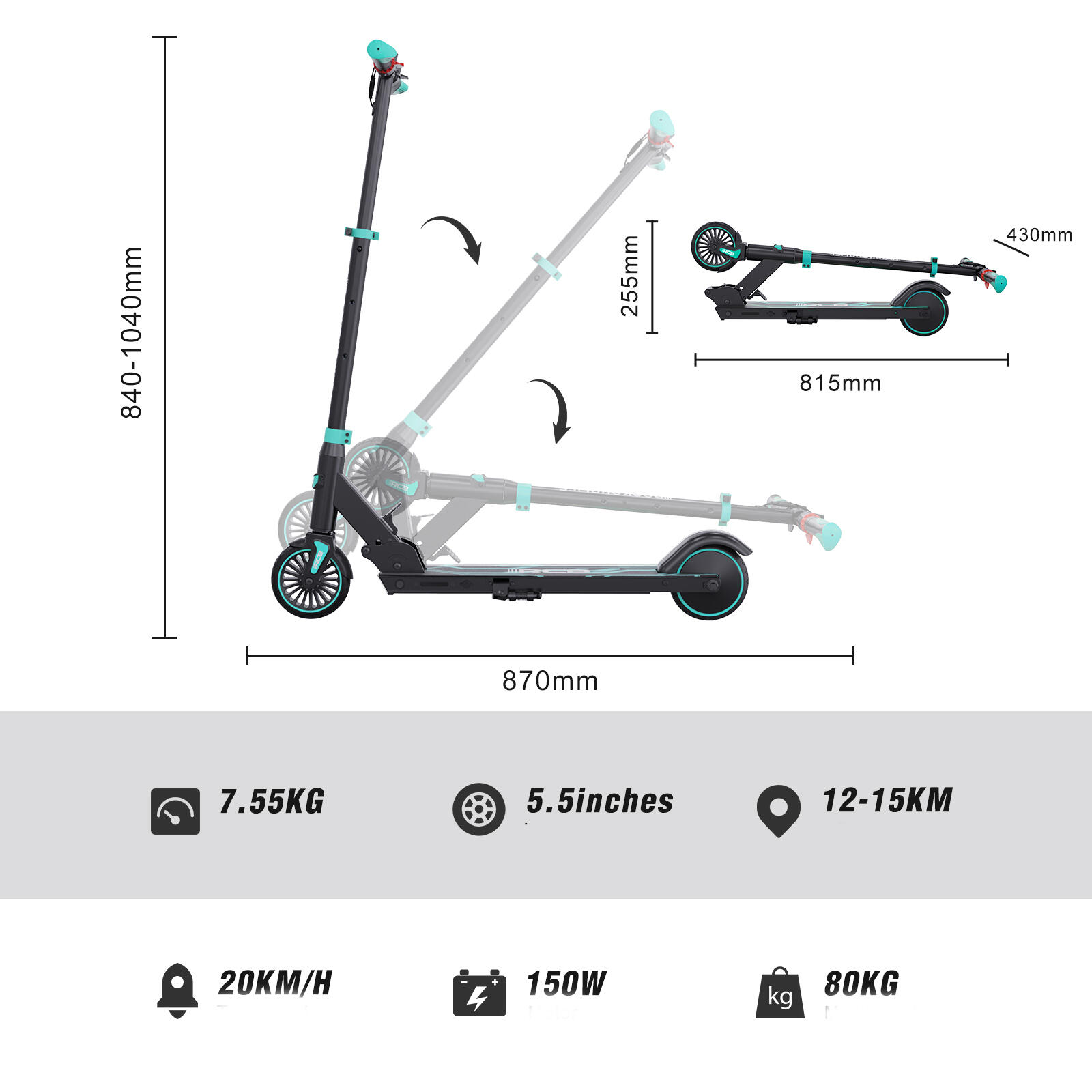Raven - Scooter Kinderen - Stadsstep Kinderen - Kinderstep Epic - Pedaal Scooter - Opvouwbare In Hoogte Verstelbare Kinder Scooter met Handrem - Kickscooter - Kindercadeau - Lime - Wielmaat 145mm