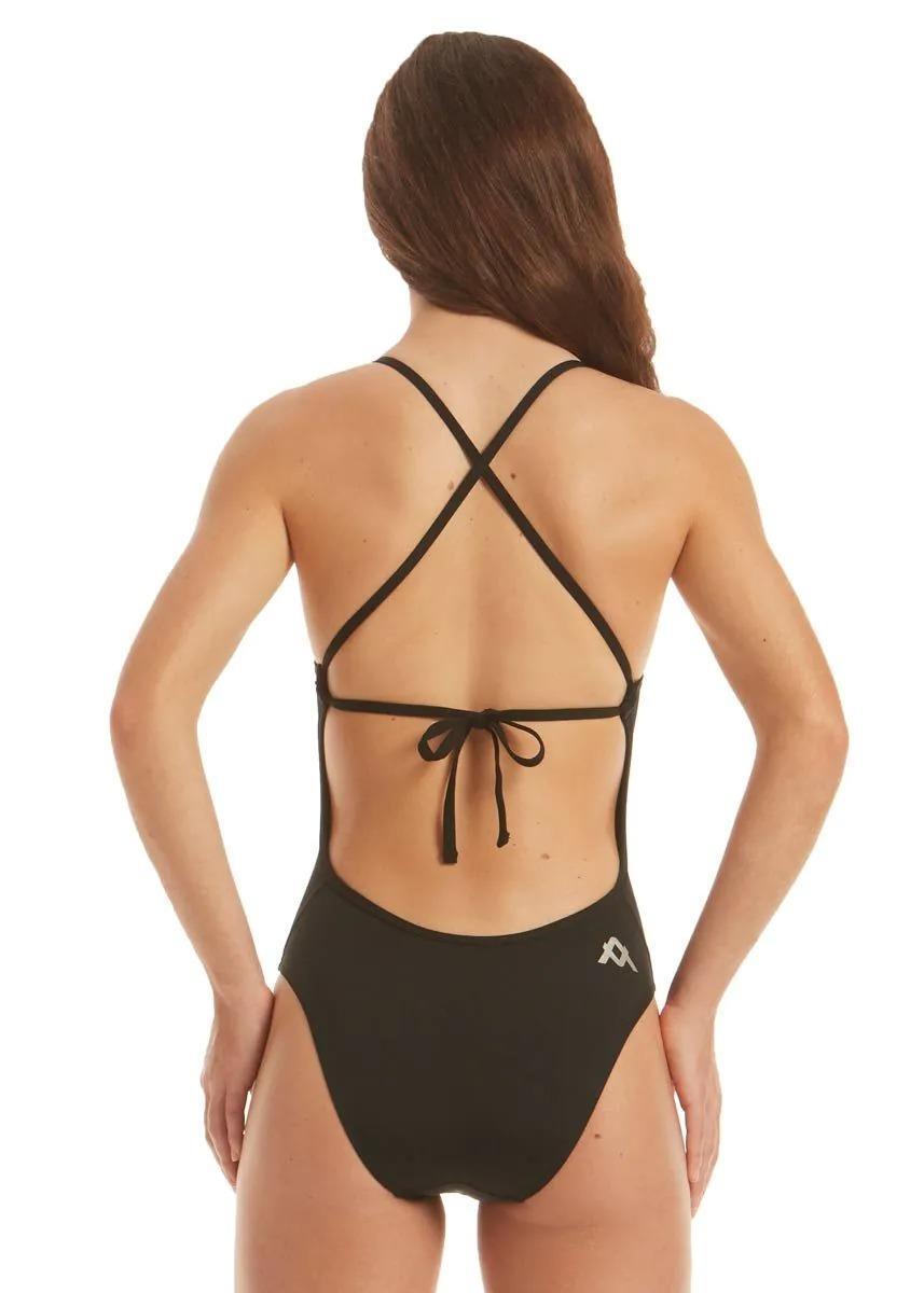 Maillot de bain une pièce Amanzi pour femme, à nouer dans le dos - Noir 2/3