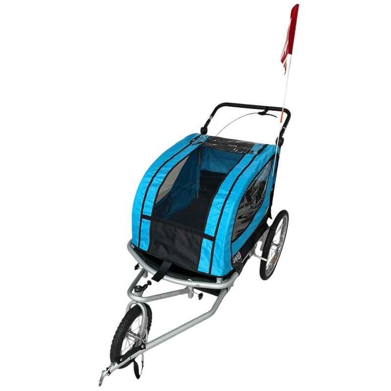 Fietskar Voor Kinderen Wandelwagen 2in1 Kinderfietskar aanhanger Blauw