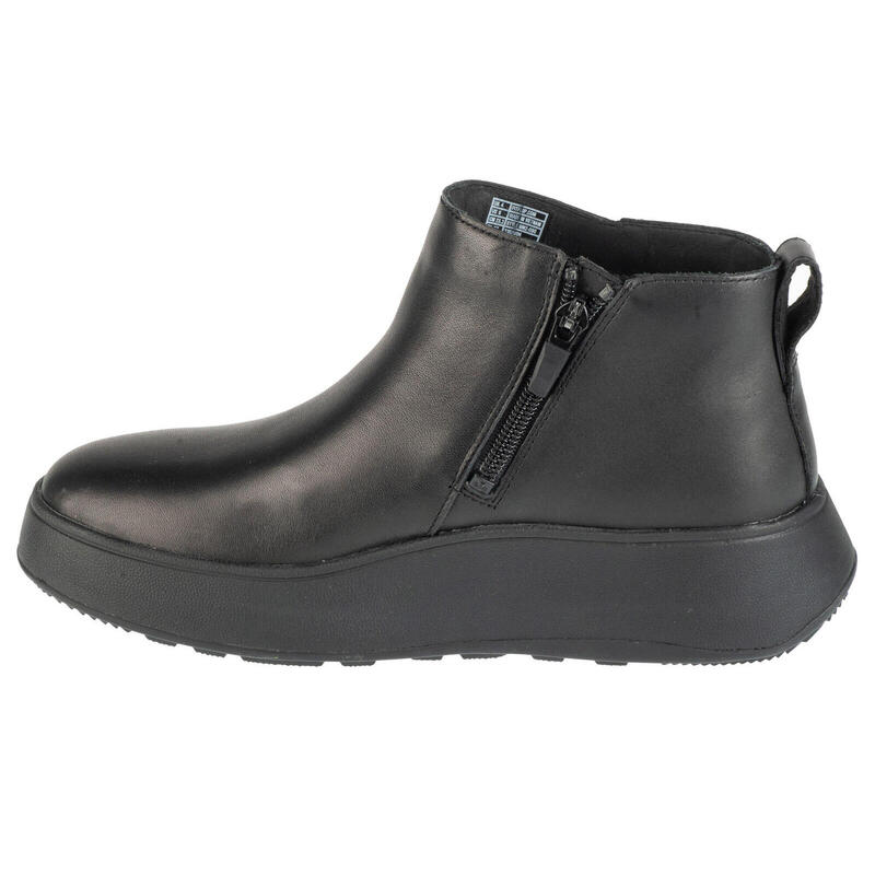 FITFLOP F-Mode Leren Enkellaarzen Met Rits  GEHEEL ZWART 38