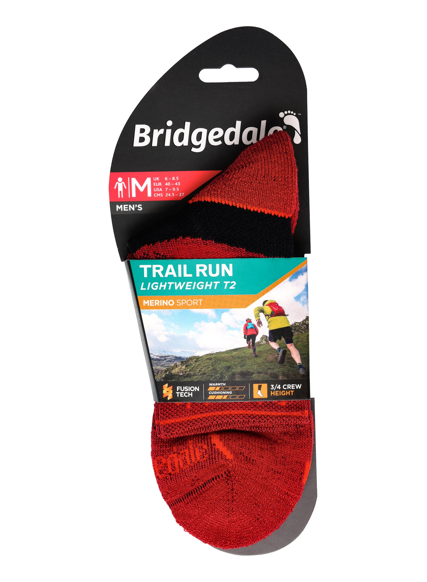 Bridgedale - Chaussettes de course légères T2 Merino 3/4 pour hommes 6/7