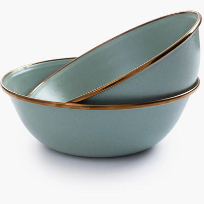 Emaille kom set retro camping servies roestvrij staal 2 stuks