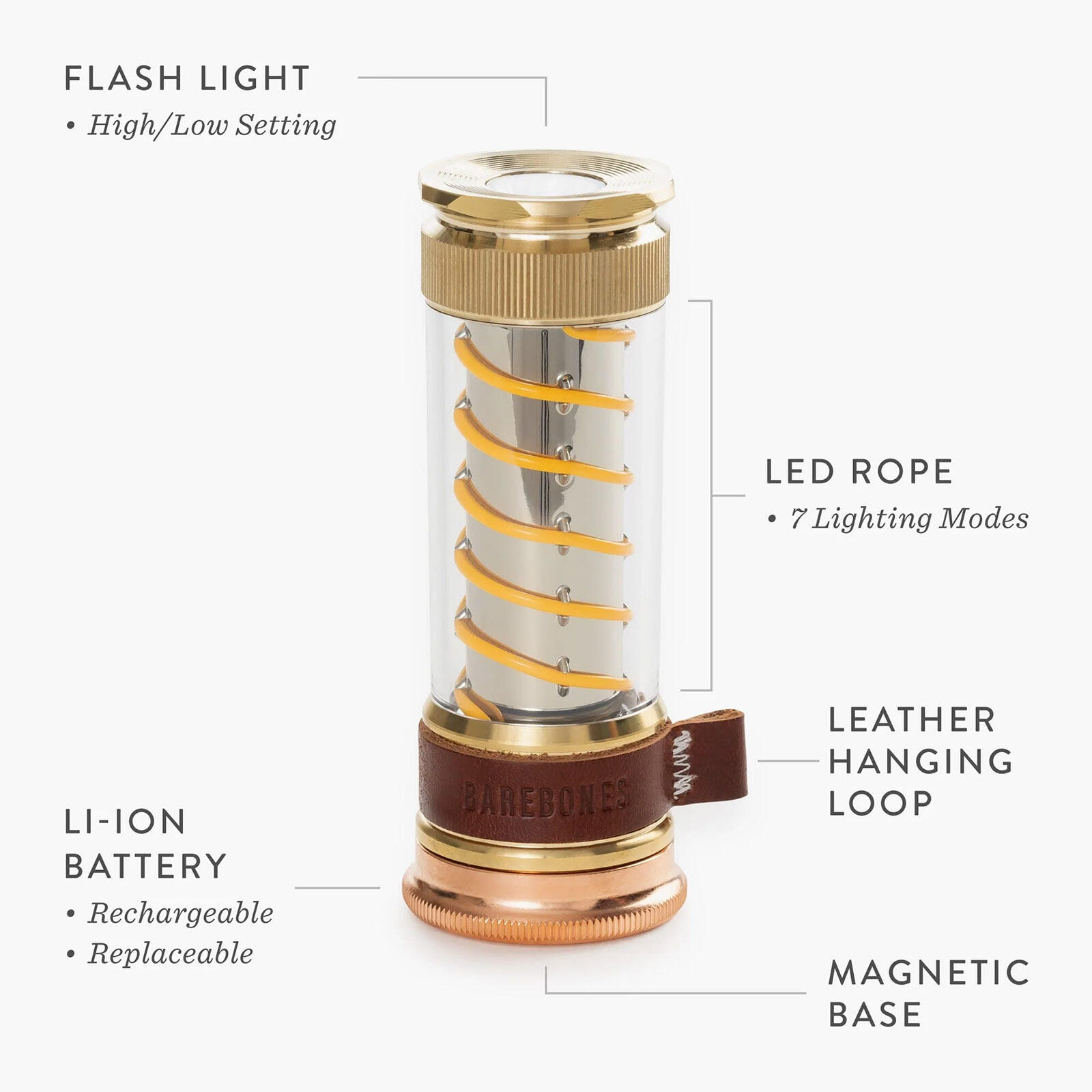 Camping Laterne LightStick Brass Mini Retro Lampe Dimmbar USB Akku LED 2/7