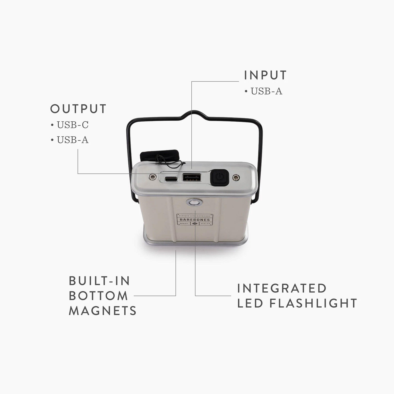 Powerbank Outdoor Power Bank Ladegerät Lampe USB & USB-C 1000mAh Akku 4/7