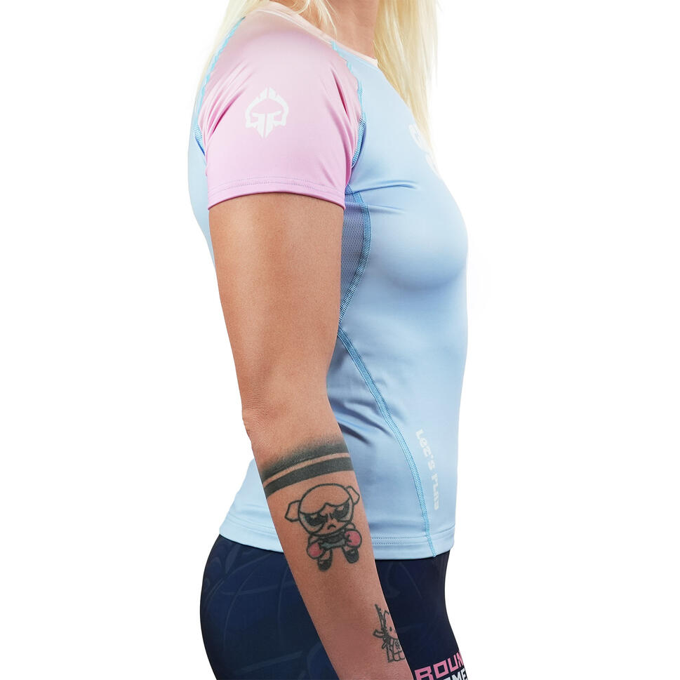 Rashguard do MMA/BJJ damski Ground Game Athletic Light Blue z krótkim rękawem