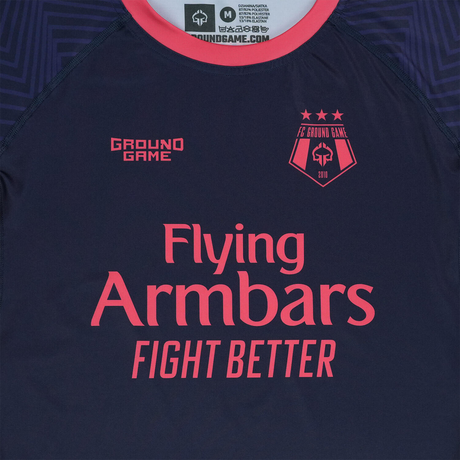 Rashguard do MMA/BJJ męski Ground Game FC Armbar granatowy  z krótkim rękawem 3/6