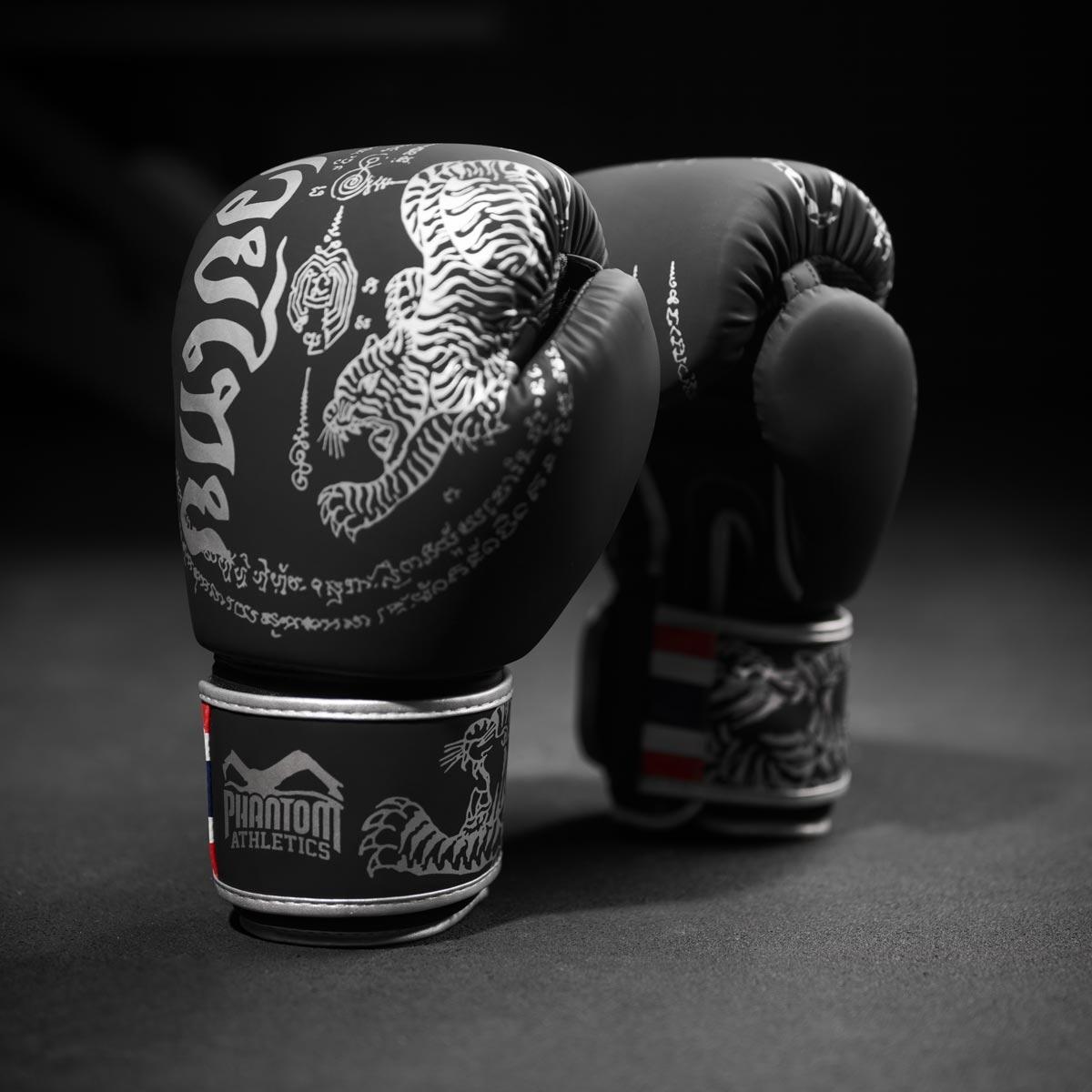 Phantom Muay Thai Boxing Gloves Black-Silver 10 oz 5/5