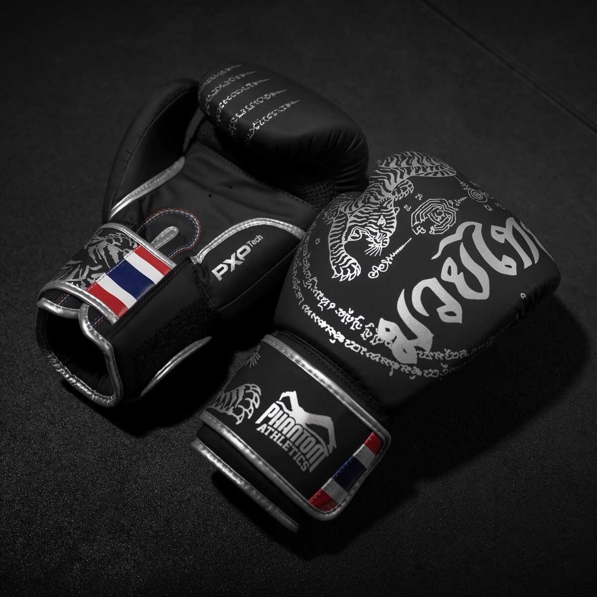 Phantom Muay Thai Boxing Gloves Black-Silver 10 oz 4/5
