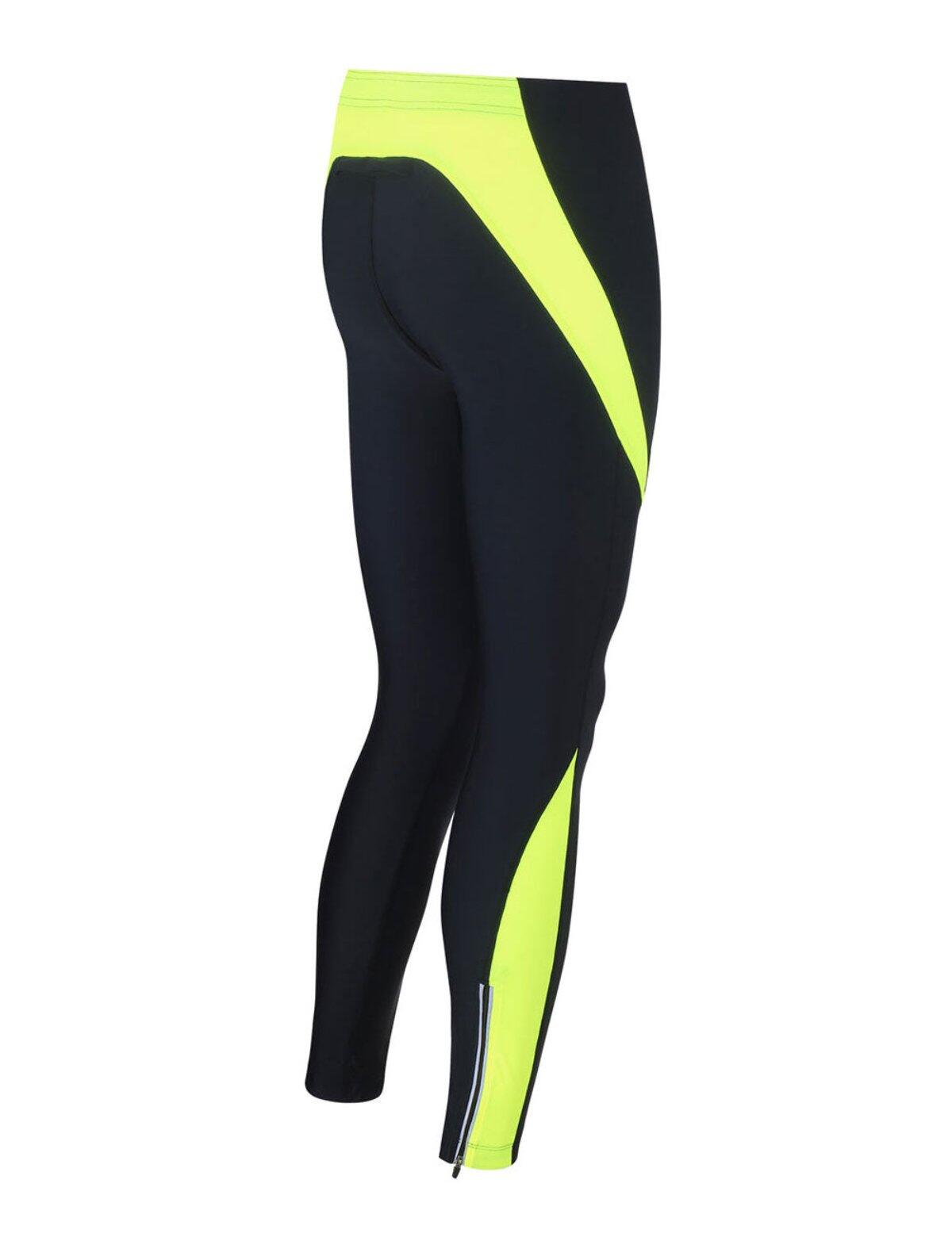Herren Laufhose Tight Lang Pro Schwarz Neon 2/4