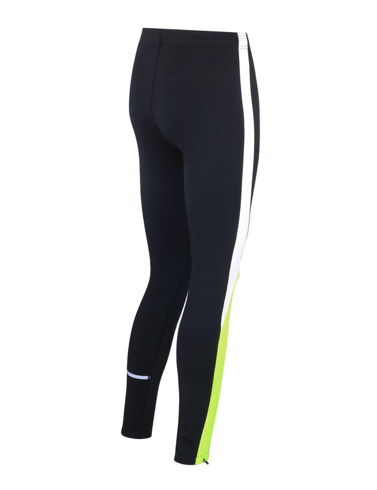 Damen Winter Thermal Laufhose Tight Lang Schwarz Neon 4/4