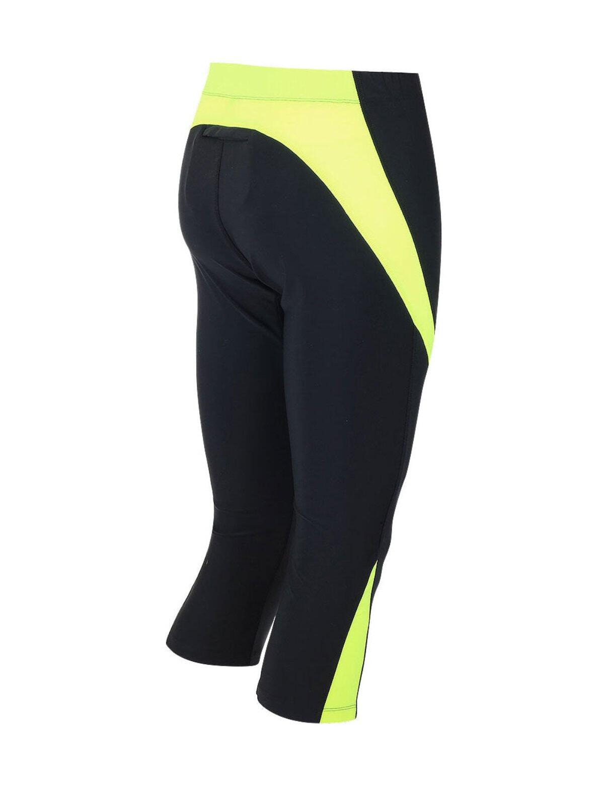 Herren Laufhose 3-4 Lang Pro Schwarz Neon 2/4