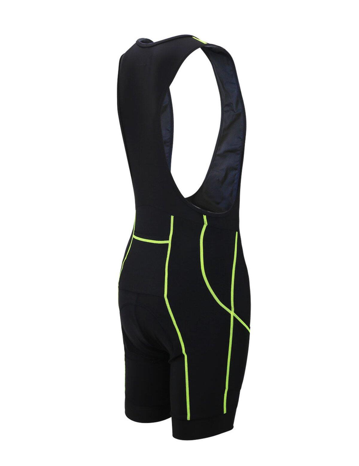 Herren Fahrradhose Kurz Radhose mit Trägern Trägerhose Kurz Pro Schwarz-Neon 2/4