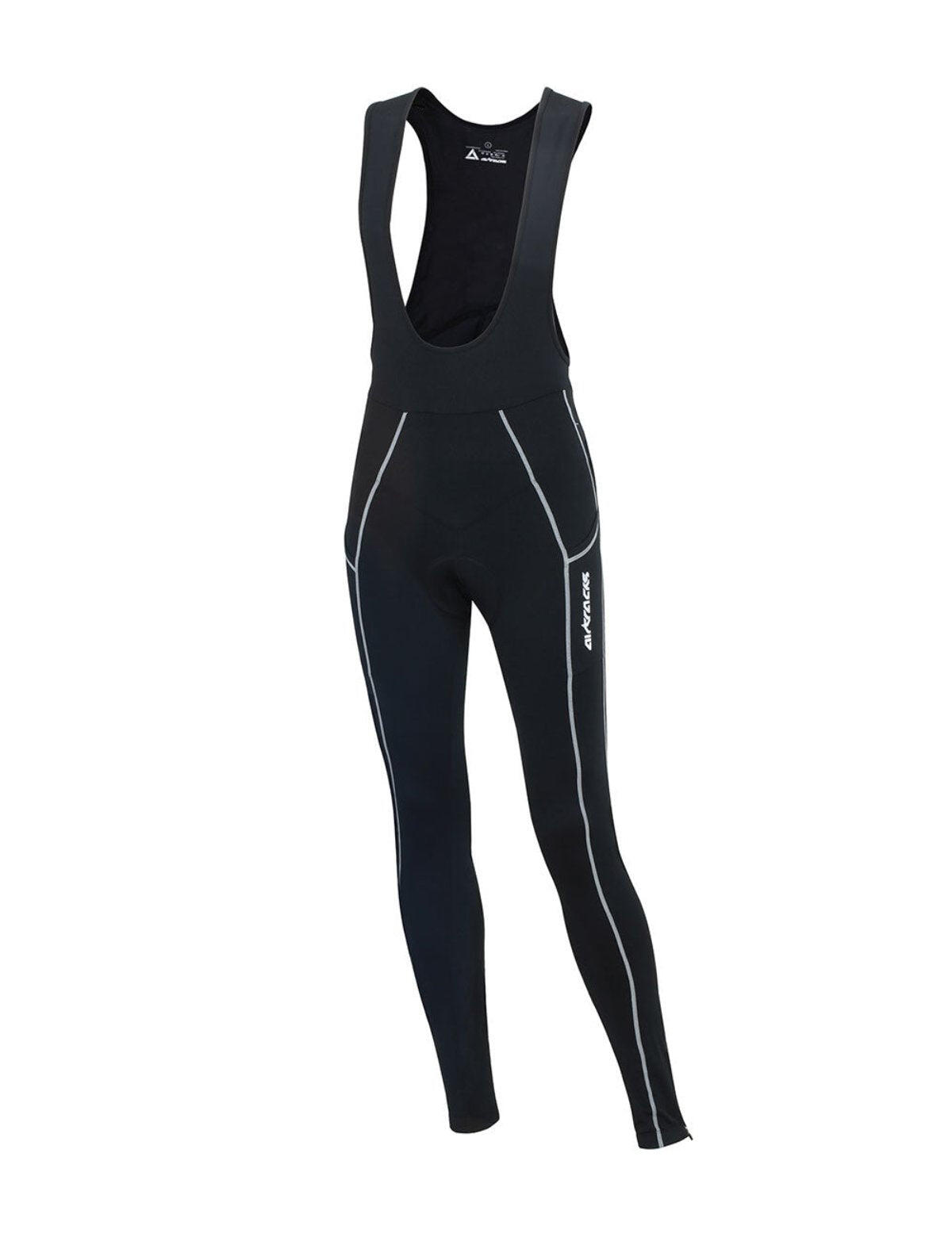 Herren Thermal Fahrradhose Lang Trägerhose Pro Schwarz - Silber 2/4