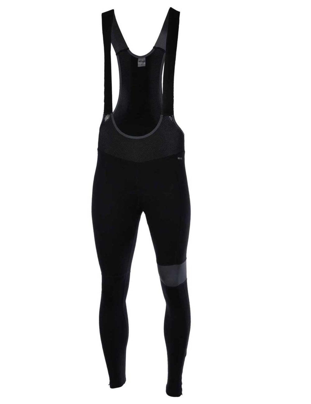 Herren Winter Thermal Fahrradhose Lang Trägerhose Pro Team II Schwarz-Grau 4/4