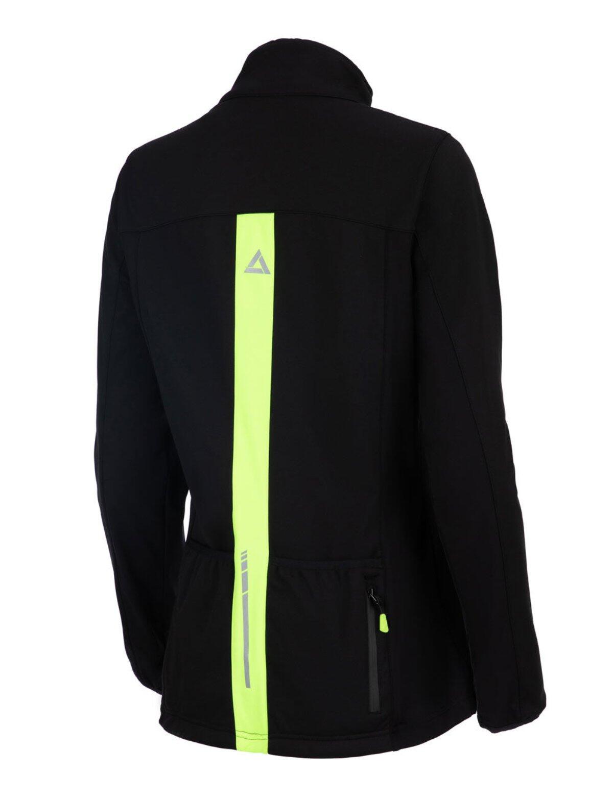 Damen Winter Thermo Softshell Fahrradjacke Pro Line II Schwarz-Neon 3/4