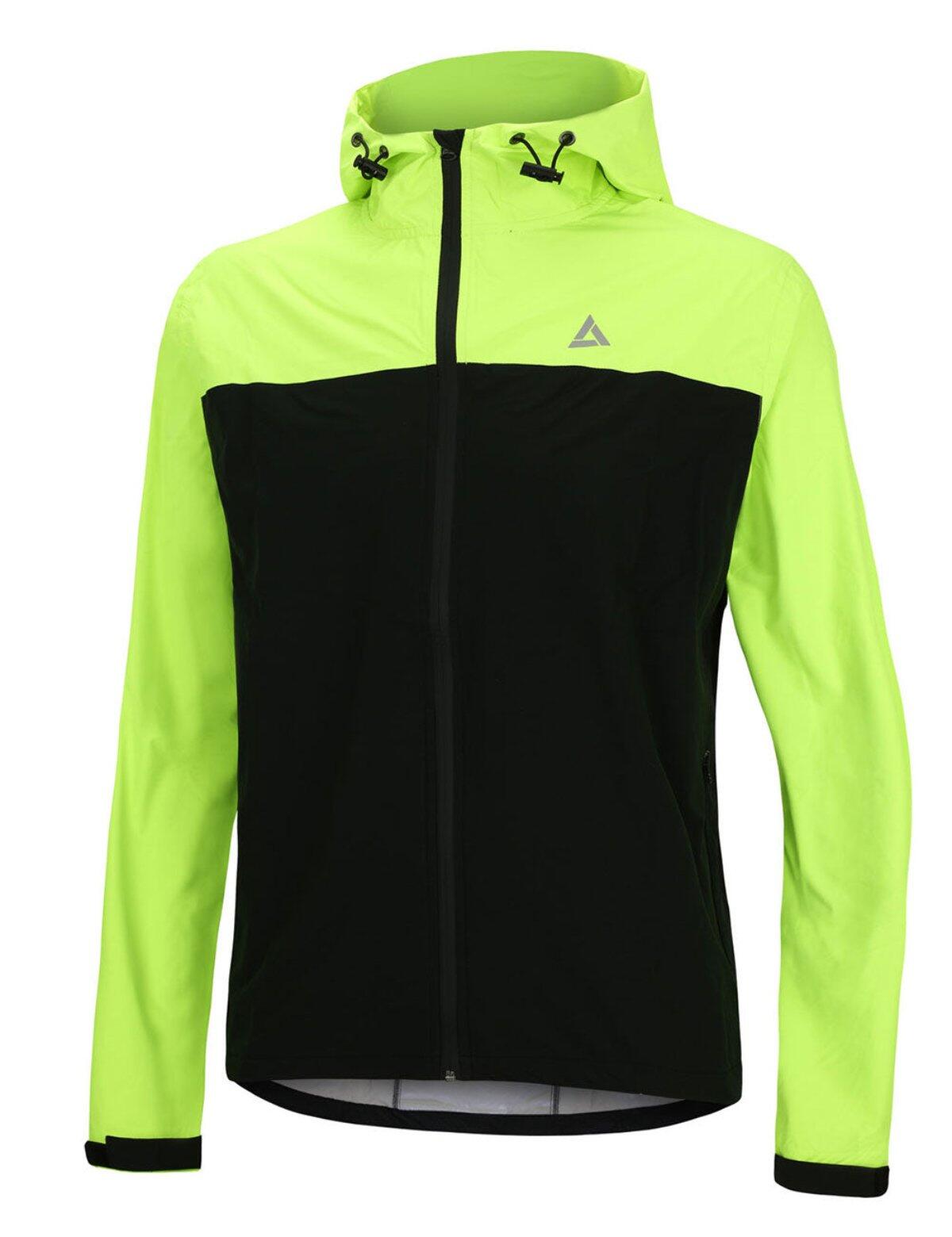 Herren Regenjacke - Fahrradjacke mit Kapuze Pro Line Schwarz-Neon 2/4