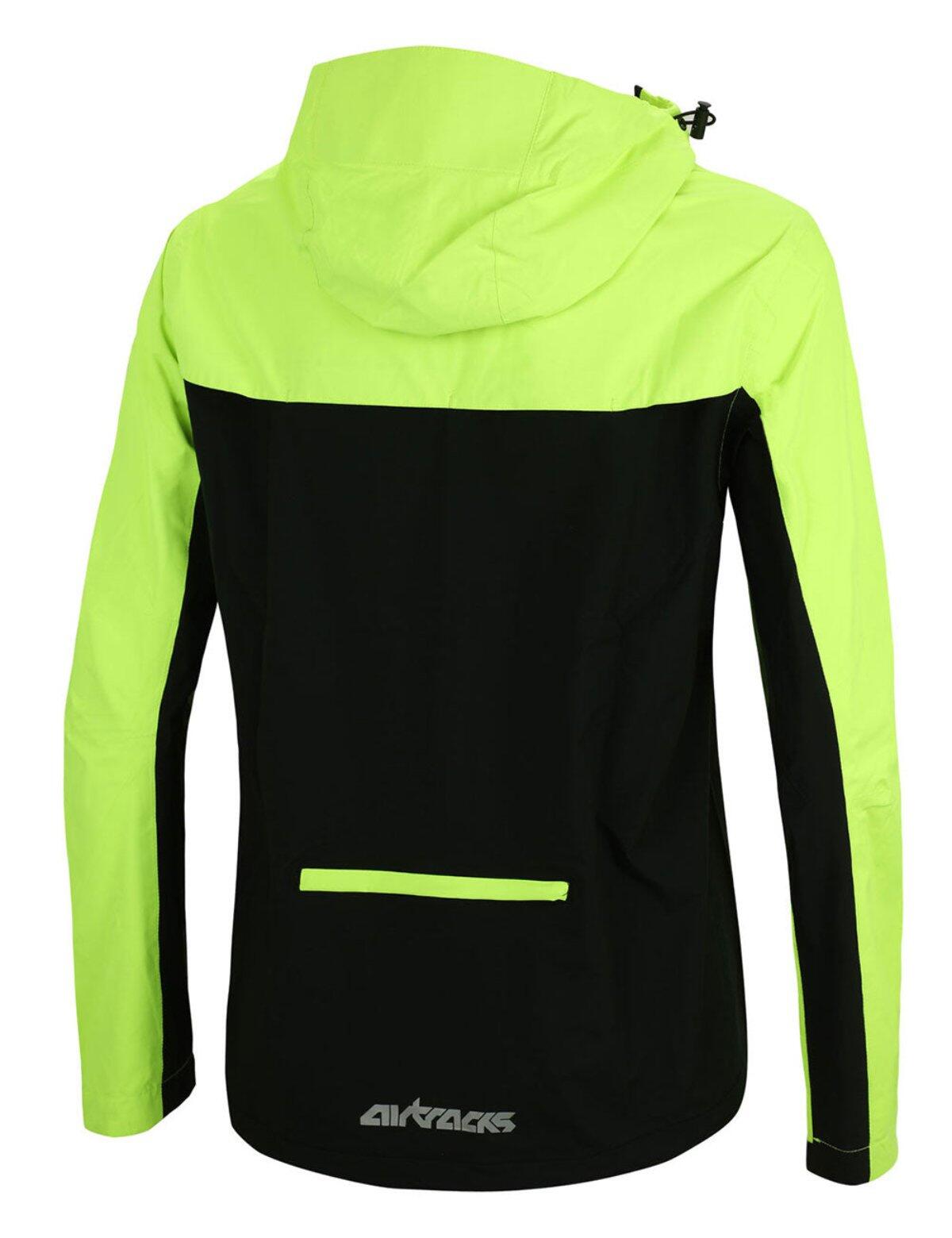 Herren Regenjacke - Fahrradjacke mit Kapuze Pro Line Schwarz-Neon 4/4