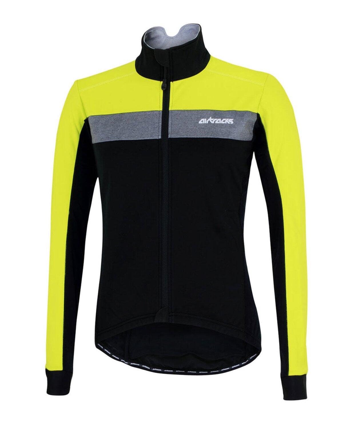 Herren Winter Thermal Fahrradjacke Pro Team Schwarz Neon 2/4