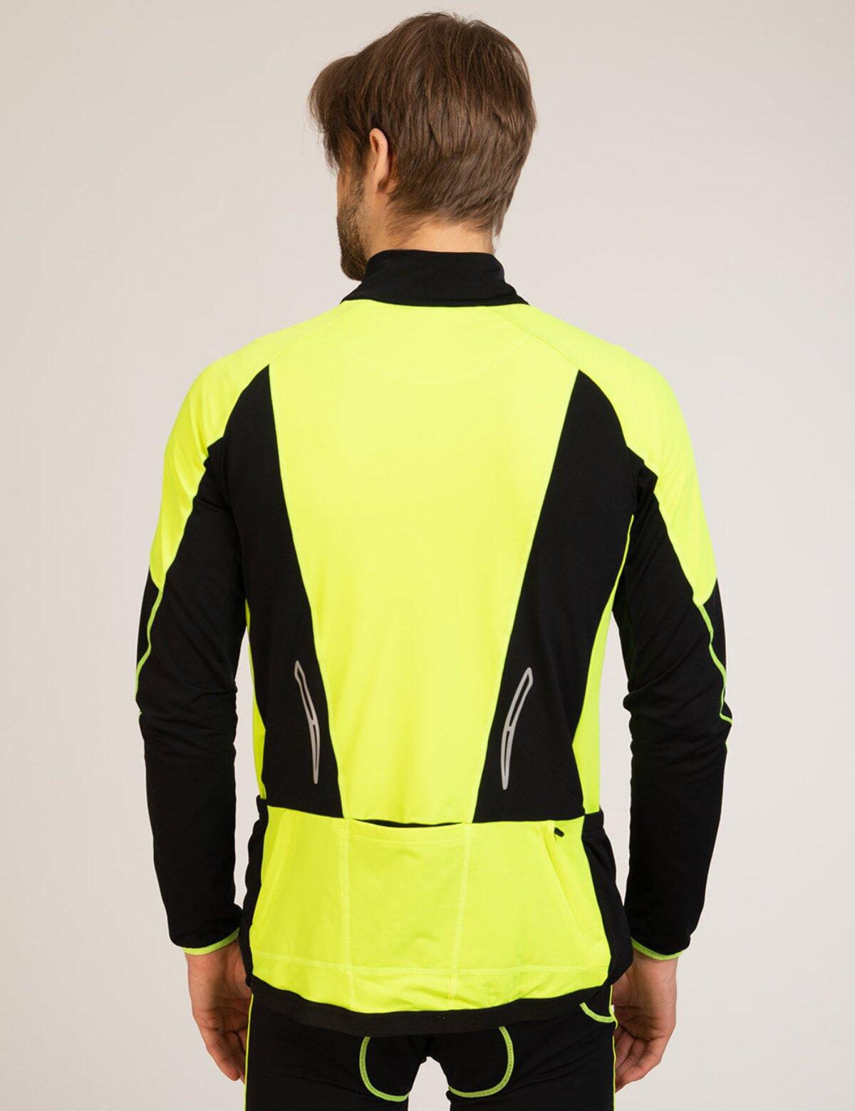 Herren Thermo Fahrradtrikot Pro-T Schwarz-Neon 2/4