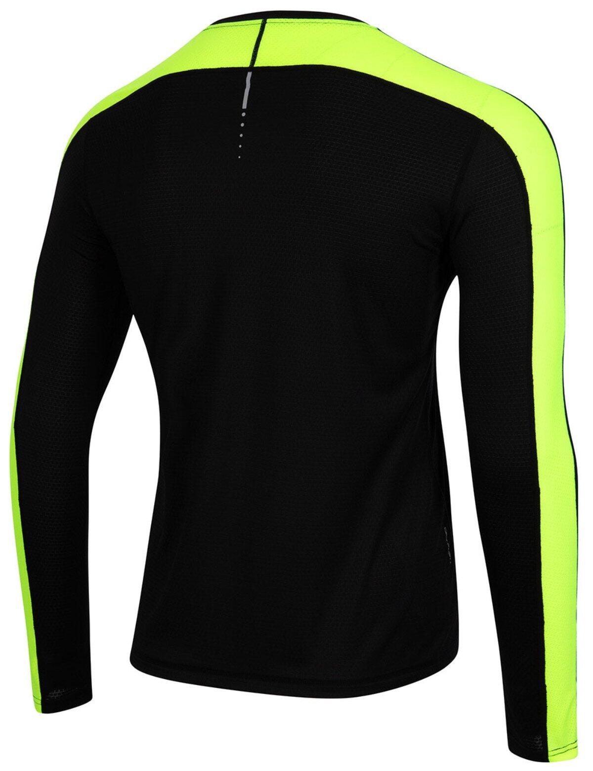Herren Funktions Laufshirt Langarm Pro Line Schwarz Neon 2/4
