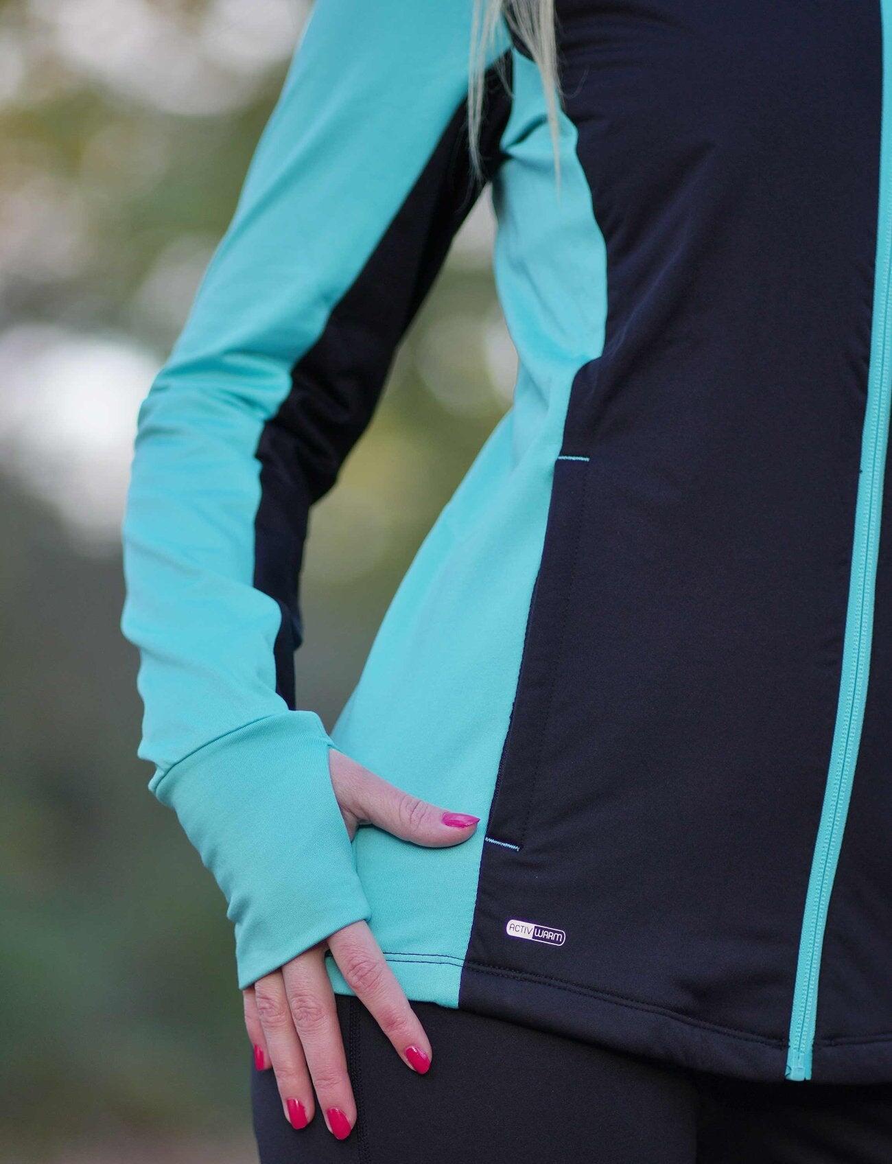 Damen Winter Fleece Laufshirt Langarm Thermo Running Sweatshirt Pro Line Schwarz 2/4