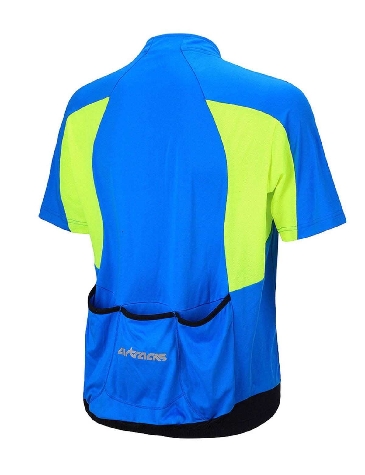 Herren Fahrradtrikot Kurzarm Radtrikot Pro T Blau-Neon 2/4