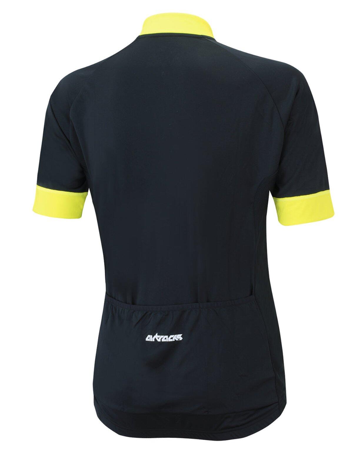 Herren Fahrradtrikot Kurzarm Comfot Line Schwarz Neon 4/4