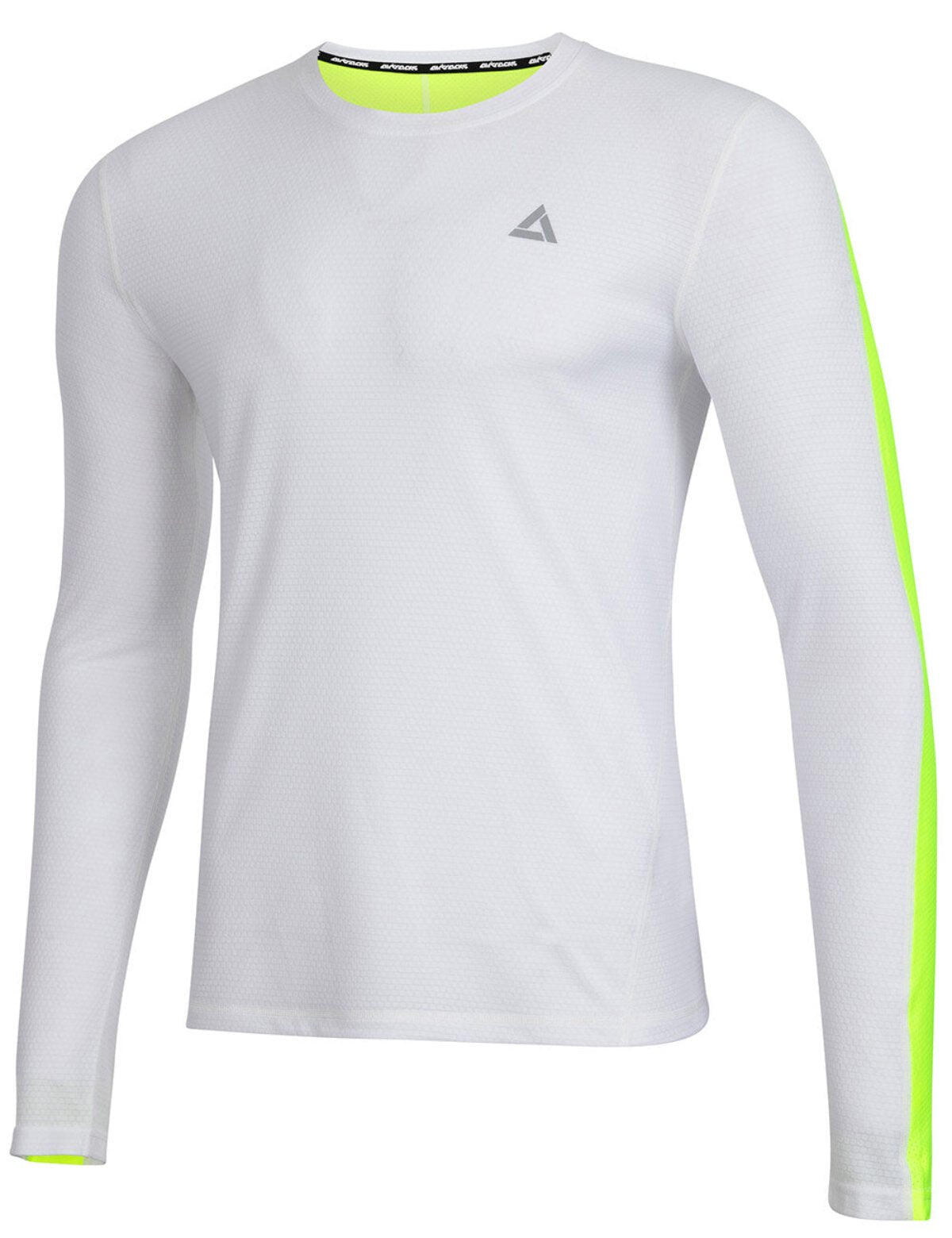 Herren Funktions Laufshirt Langarm Pro Line Weiss Neon 2/4