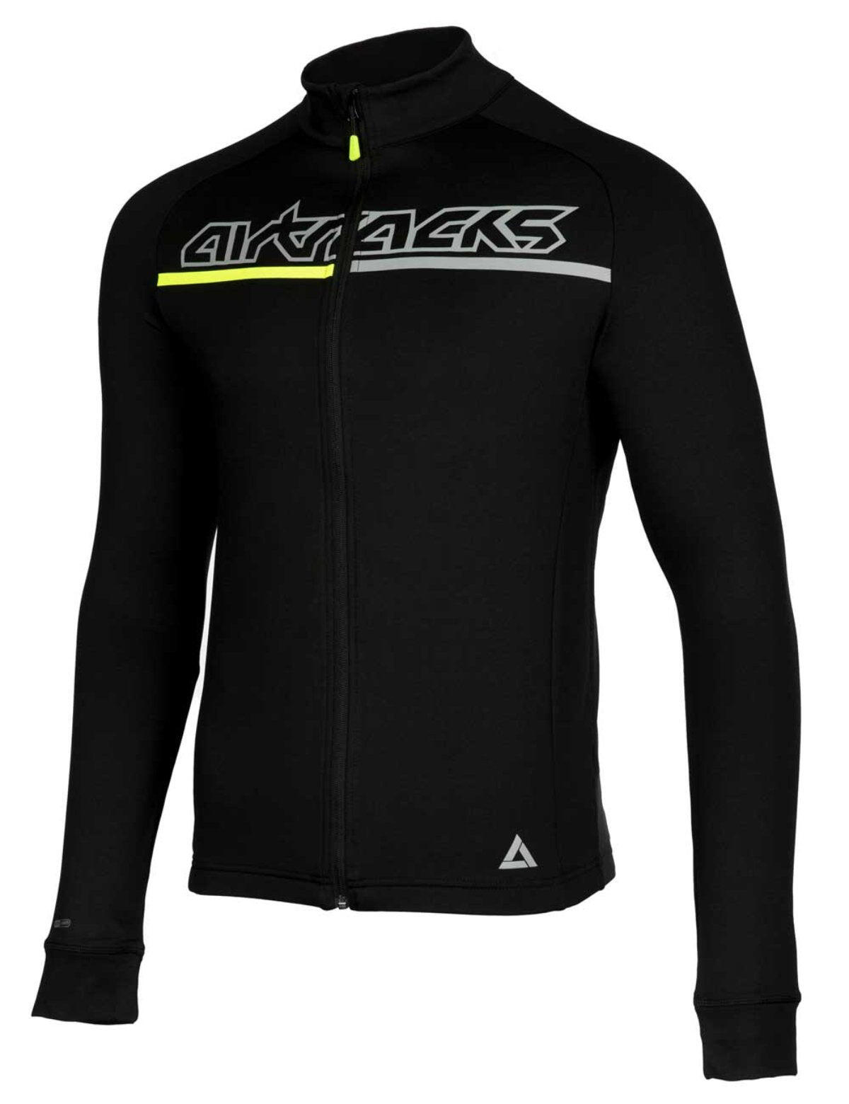Herren Thermal Fahrradtrikot Langarm Pro Team Schwarz-Neon 2/4