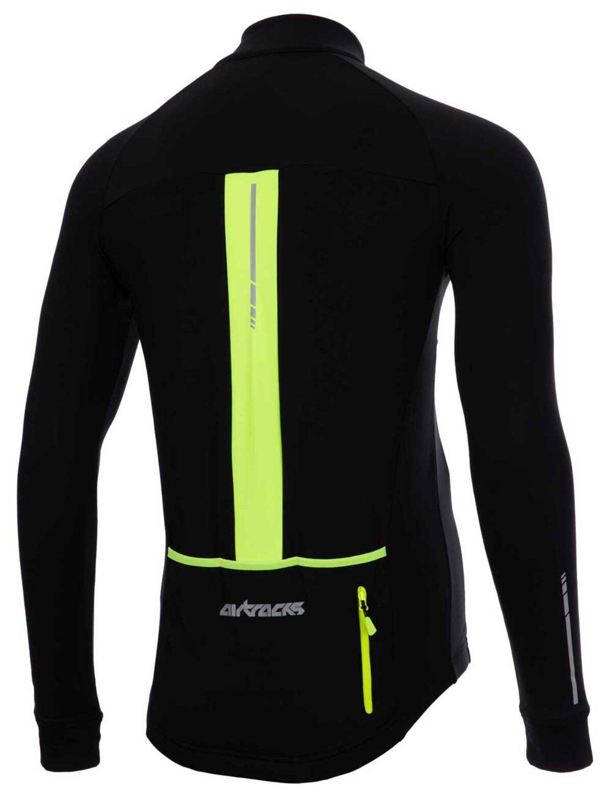 Herren Thermal Fahrradtrikot Langarm Pro Team Schwarz-Neon 4/4