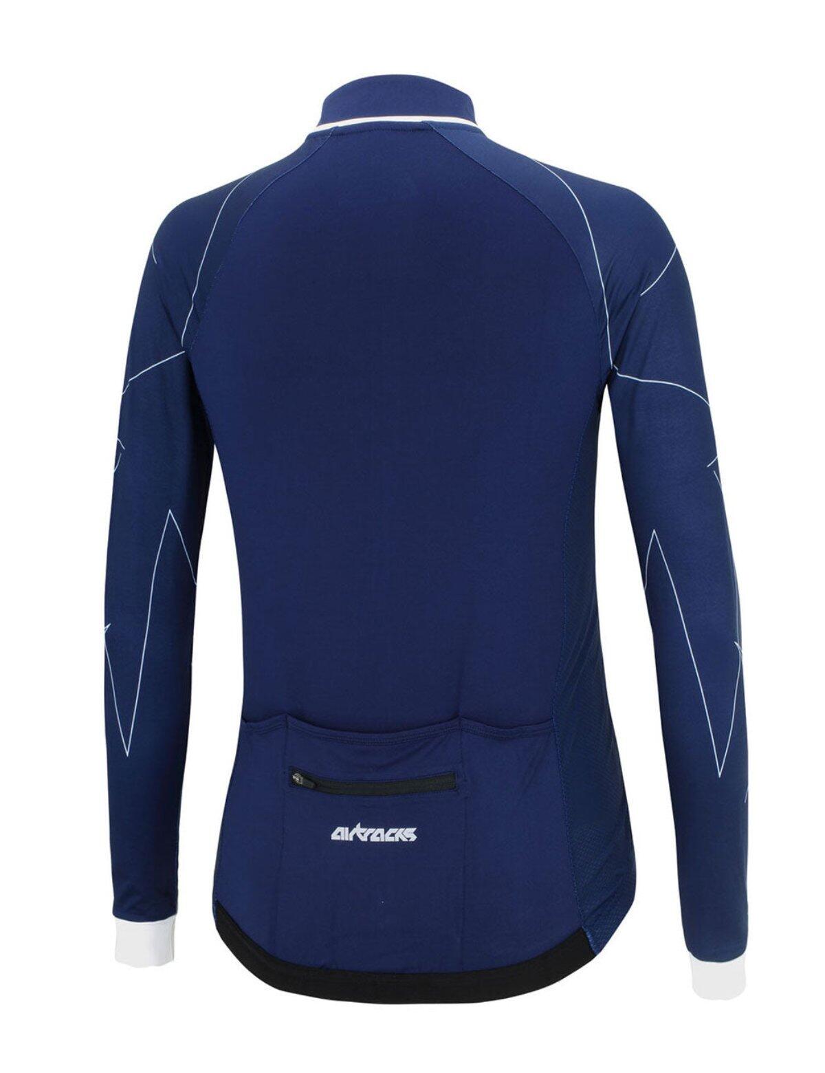 Herren Fahrradtrikot Langarm Pro Line Navy Blau Weiß 2/4