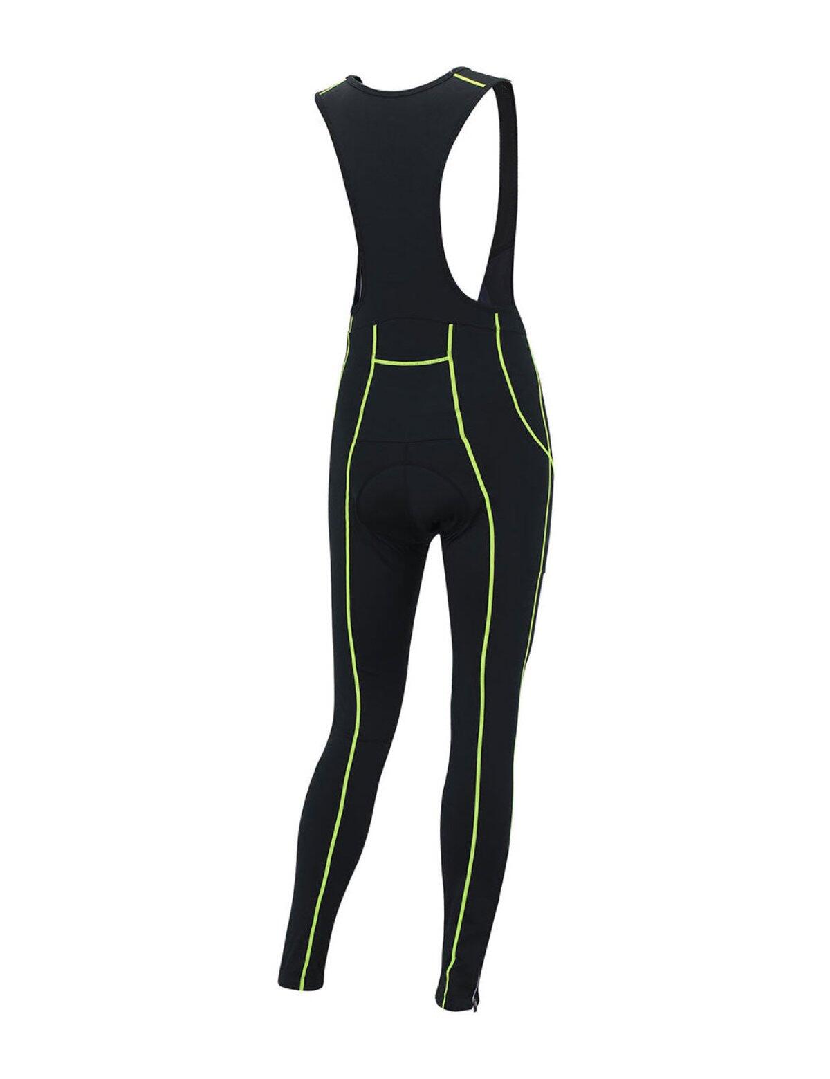 Herren Thermal Fahrradhose Lang Trägerhose Pro Schwarz - Neon 4/4