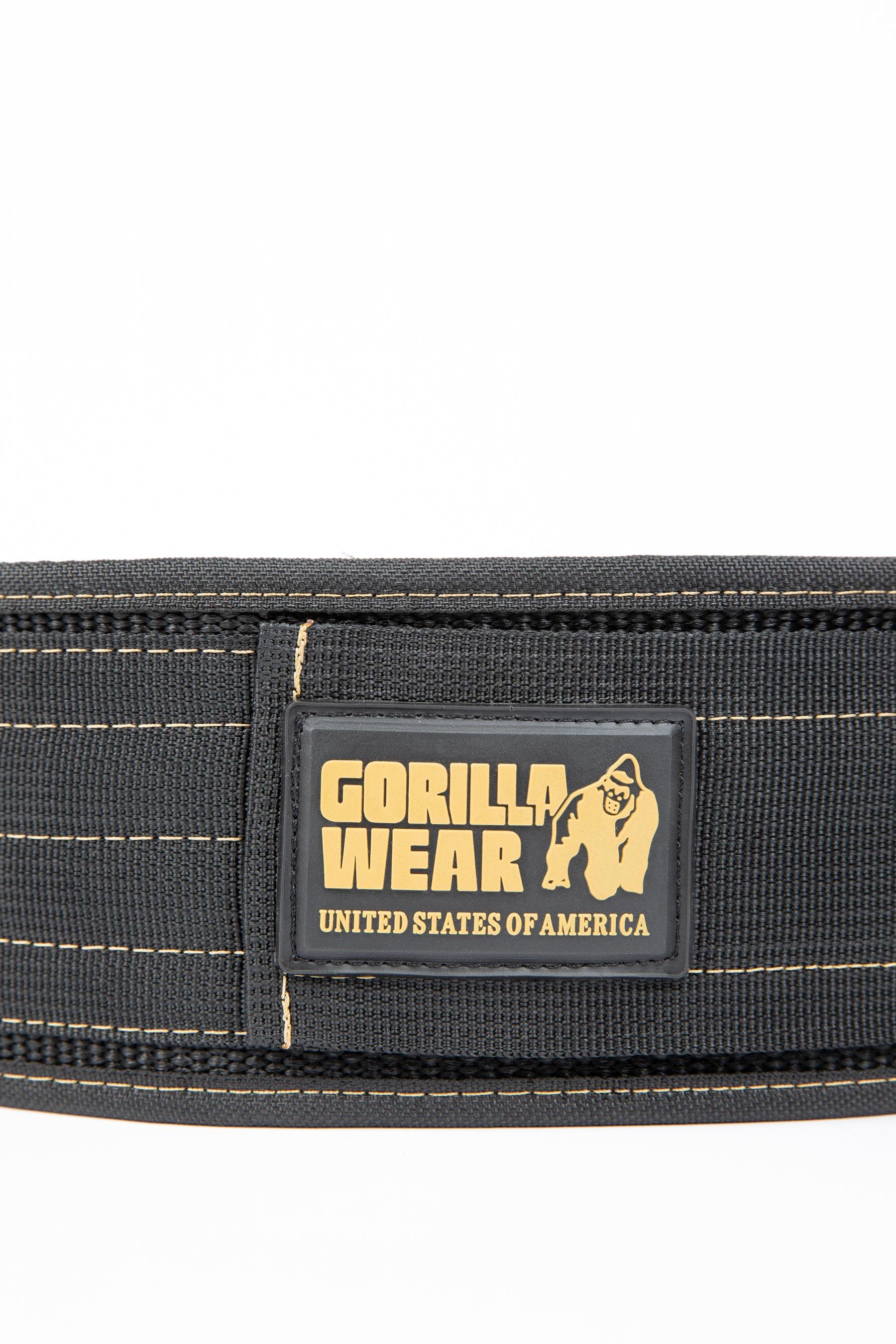 Gorilla Wear 4 Inch Nylon Lifting Belt - Black/Gold - S/M 3/5