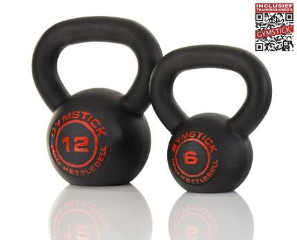 Kettlebell Gymstick Pro - Noir - Avec Vidéos d'Entraînement en Ligne - 28 kg