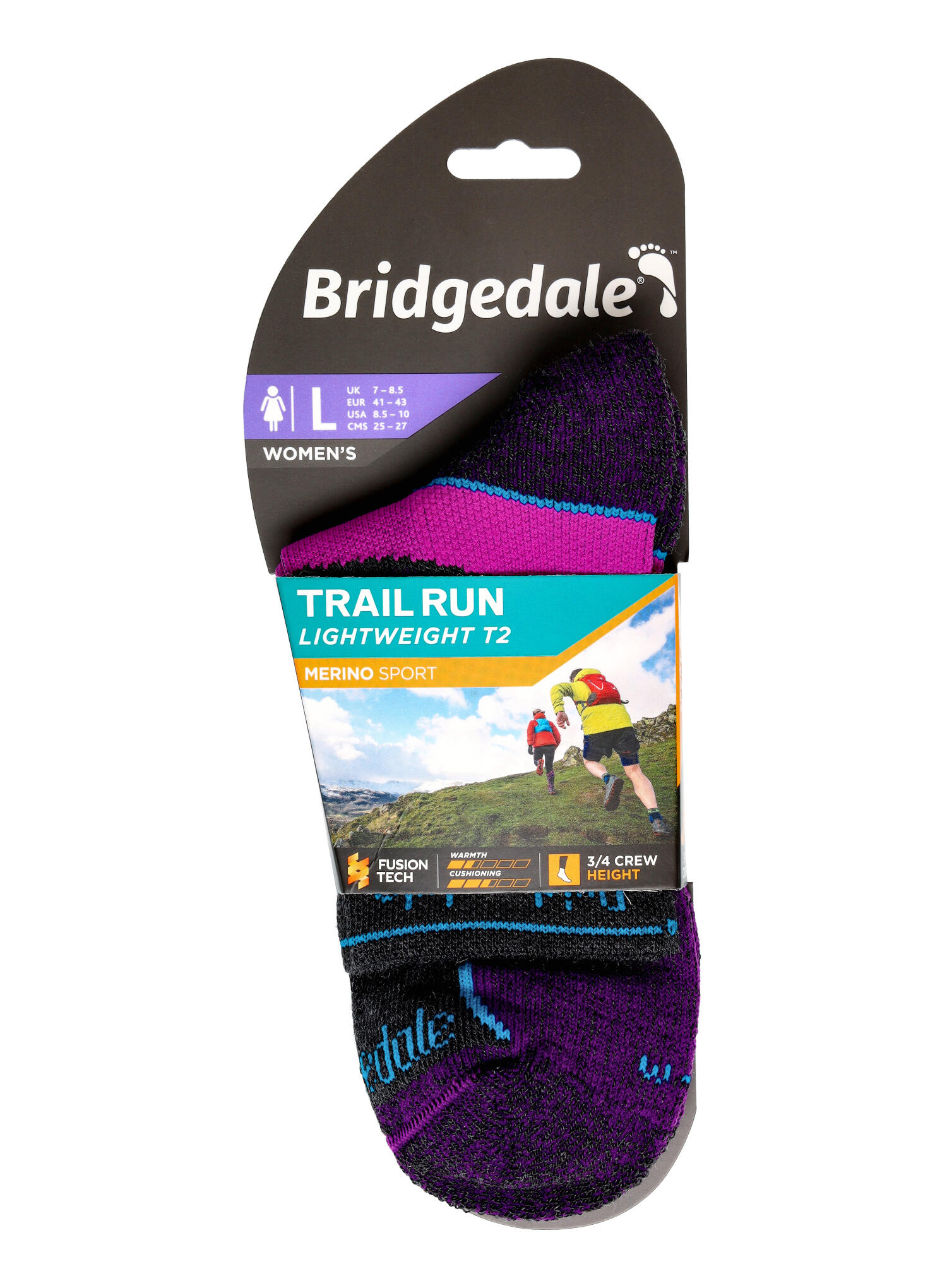 TRAIL RUN Lightweight T2 Merino Sport 3/4 Crew Women's - Charcoal grey 5/6