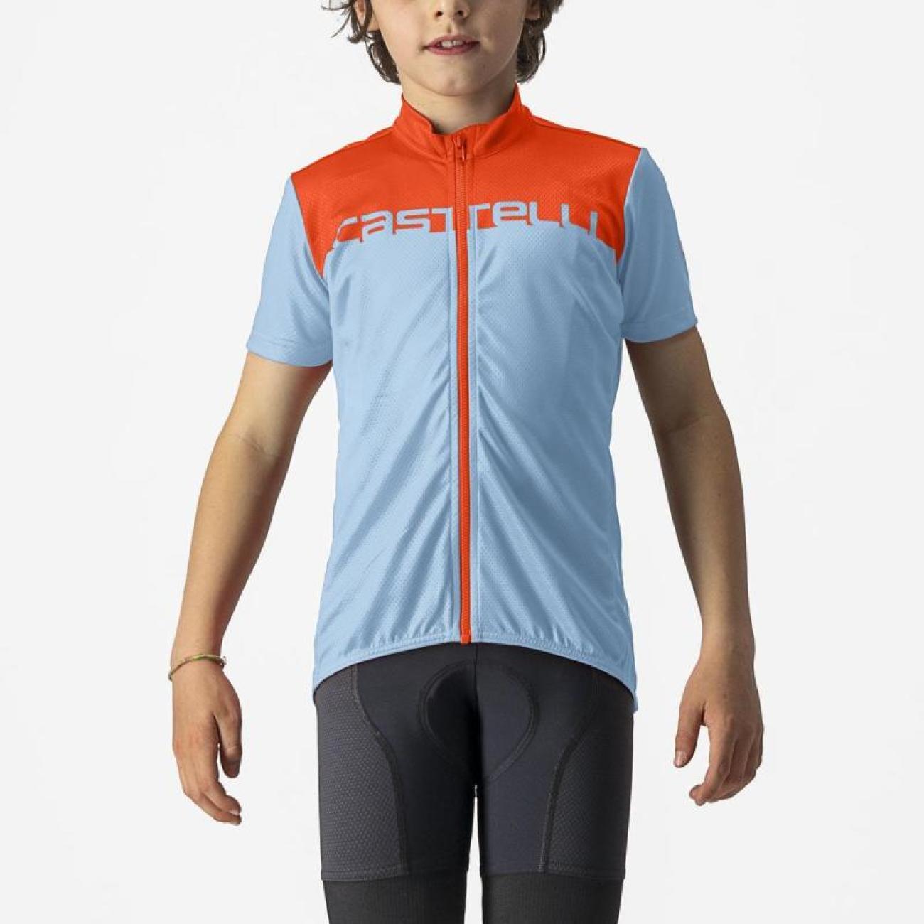 Castelli - Maillot A Manches Courtes - Neo Prologo - Maillot Manches Courtes - Bleu|jaune|orange - 8 À 10 Ans - Decathlon