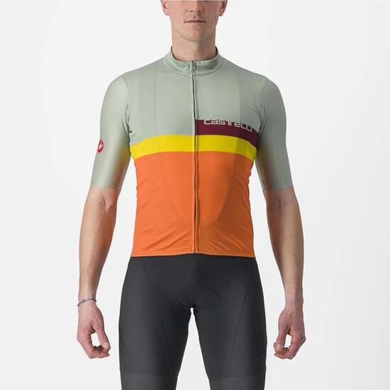 Maglia Castelli A Blocco a manica corta Verde/Arancio