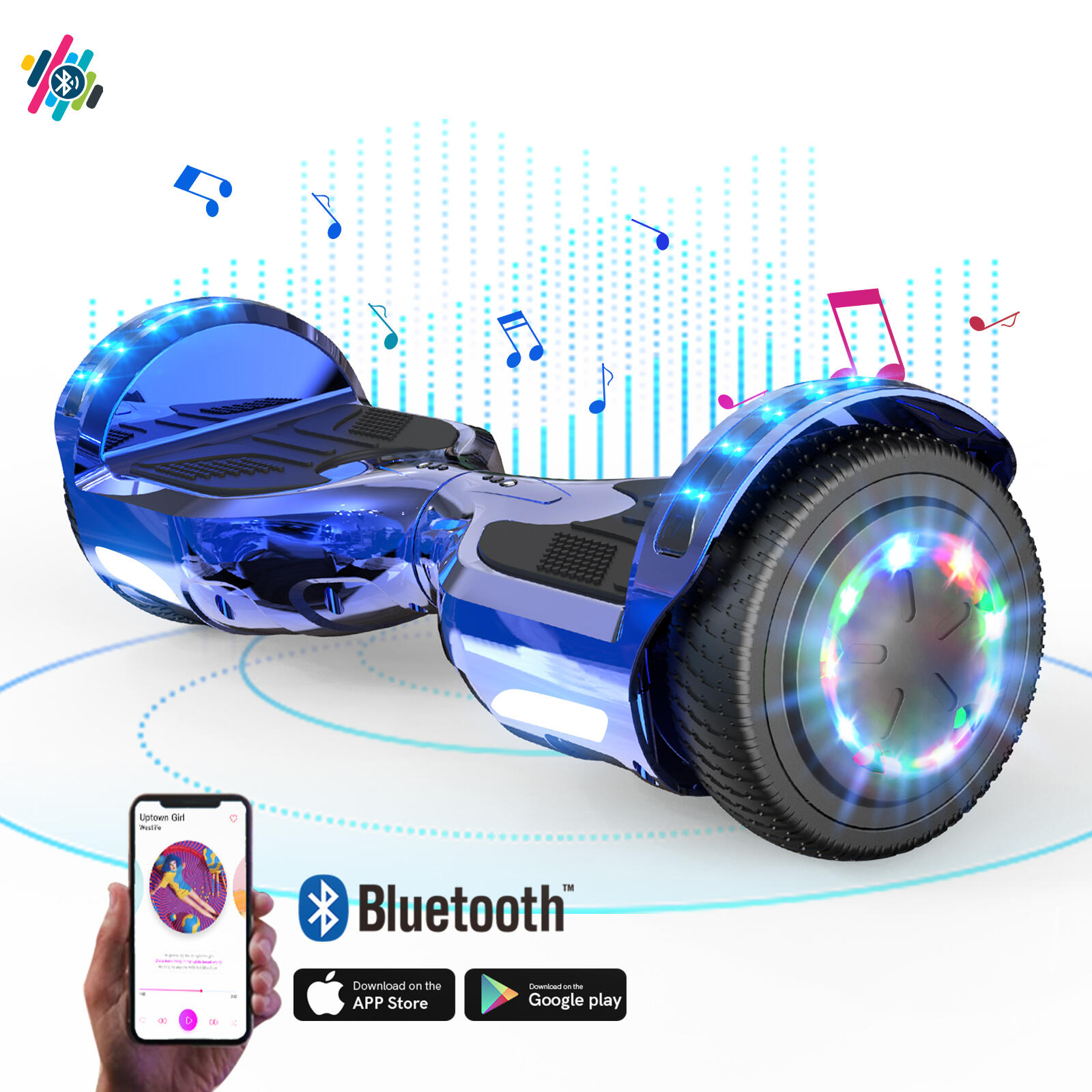 Hoverboard con Asiento 6,5"-Bluetooth-Luces LED-Batería 4Ah-para Niños-XP10 5/6