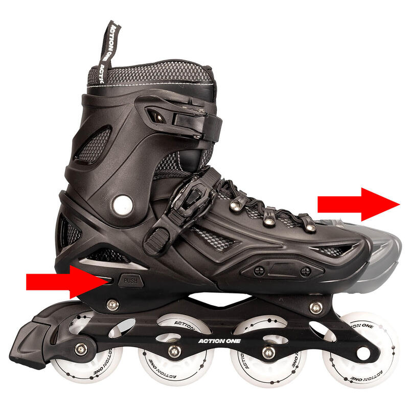 Role All Black, marimea L (41-44), aluminiu, roti PU luminoase, negru